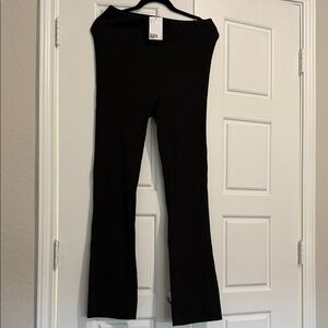 H&M Black Ribbed Knit Flare Pants NWT size L